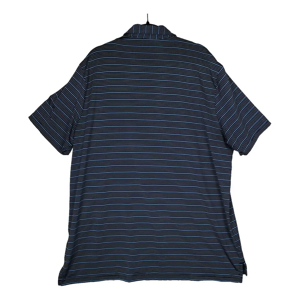 Adidas Polo Shirt Navy Blue White Striped Golf Performance Men’s Size 2XL Casual